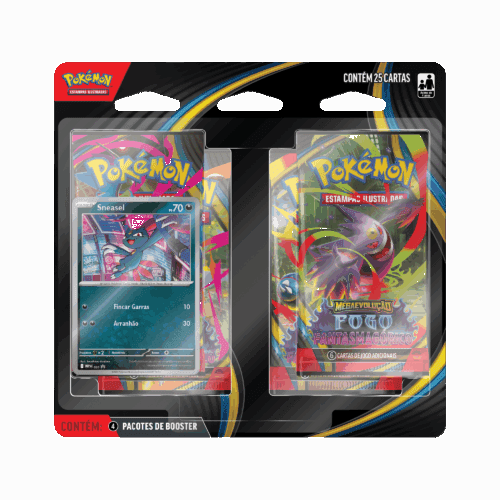 (PT-BR) Pokémon - Blister Quádruplo - Mega Evolução - Fogo Fantasmagórico - Sneasel