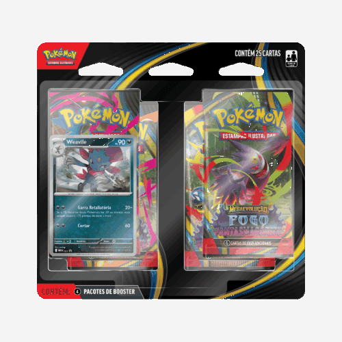 (PT-BR) Pokémon - Blister Quádruplo - Mega Evolução - Fogo Fantasmagórico - Weavile