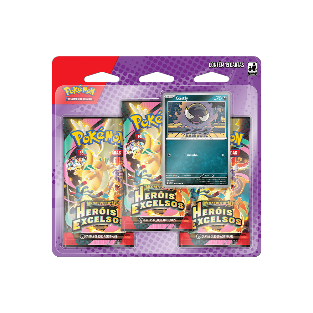 (PT-BR) Pokémon - Blister Triplo - Mega Evolução - Heróis Excelsos - Gastly