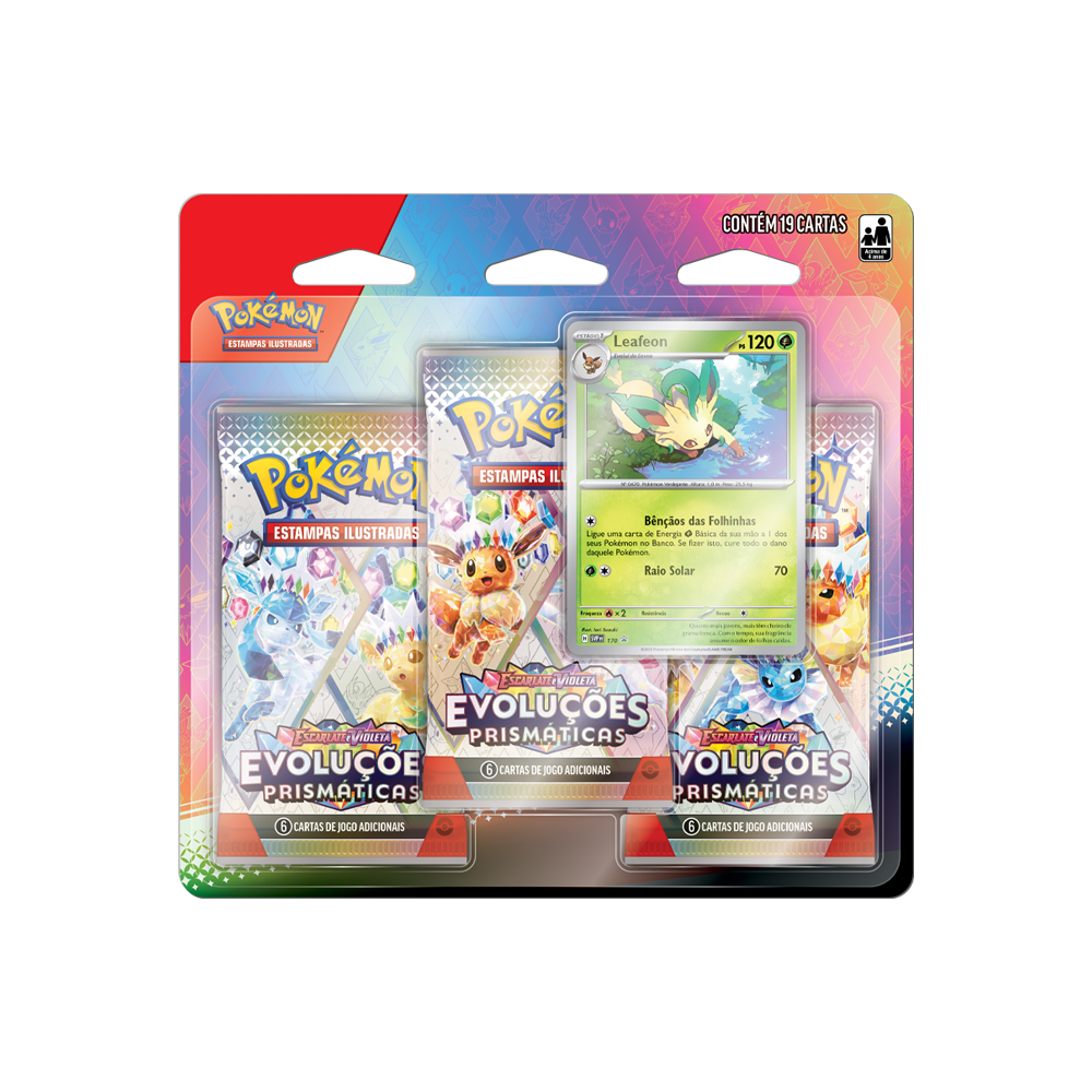 (PT-BR) Pokémon - Blister Triplo - Escarlate e Violeta - Evoluções Prismáticas - Leafeon