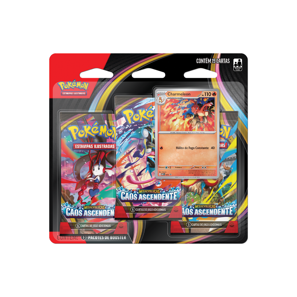 (PT-BR) Pokémon - Blister Triplo - Mega Evolução - Caos Ascendente - Charmeleon